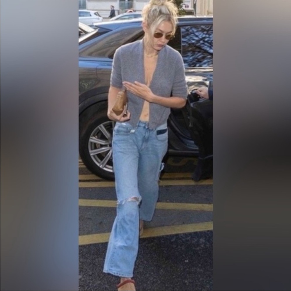 SALE Etica Tyler Ripped High Waist Wide Leg Crop Raw Hem Jeans 28